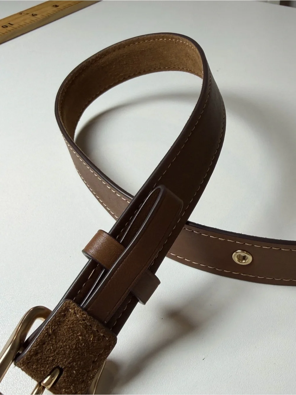 Coach Brown 29” Genuine Leather Belt with Gold-Tone Buckle